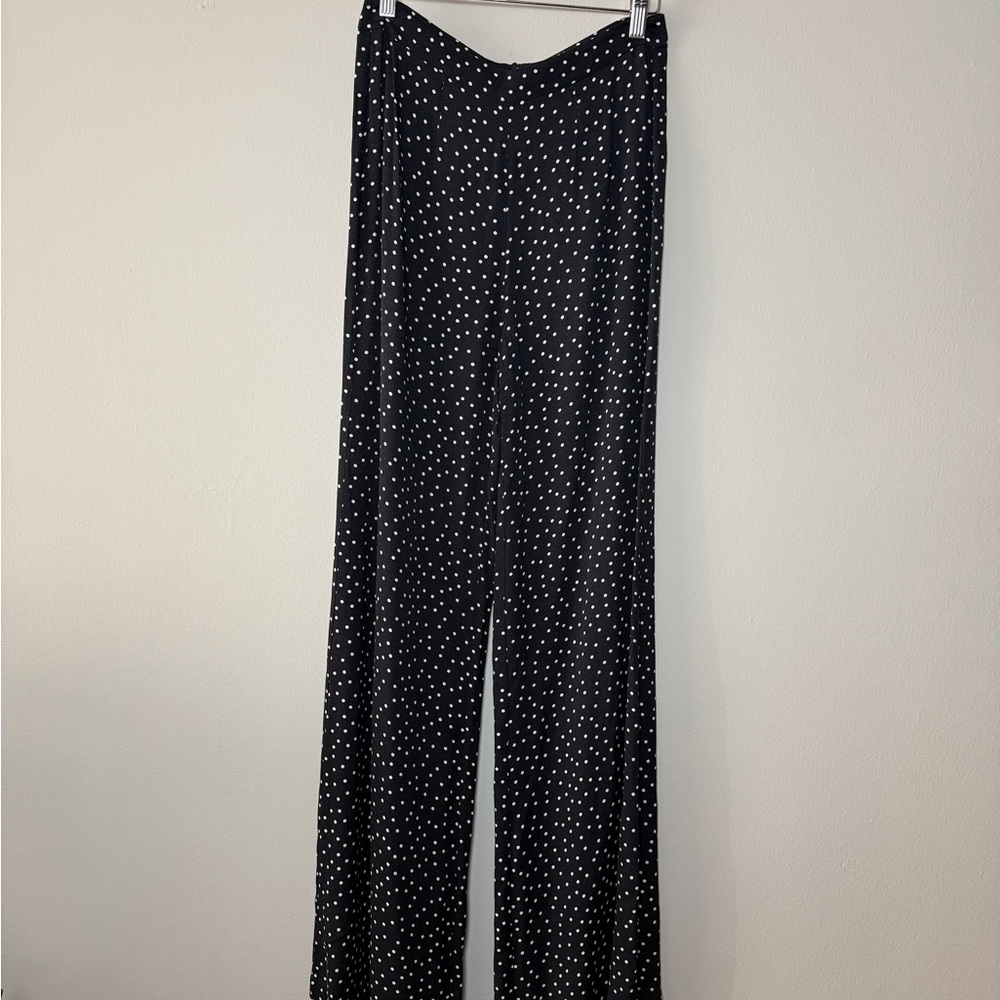 Reformation - Black Polka Dot Fabric WIde Leg Pants - 4 - Picture 4 of 12